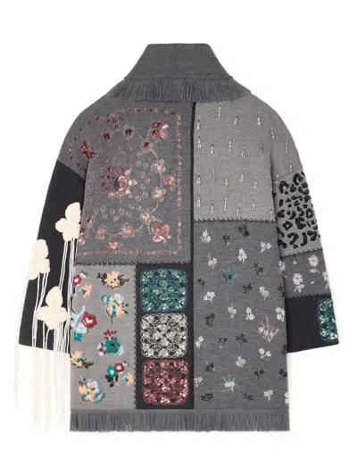 Alanui Midnight In Manhattan Patchwork Cardigan In Gray