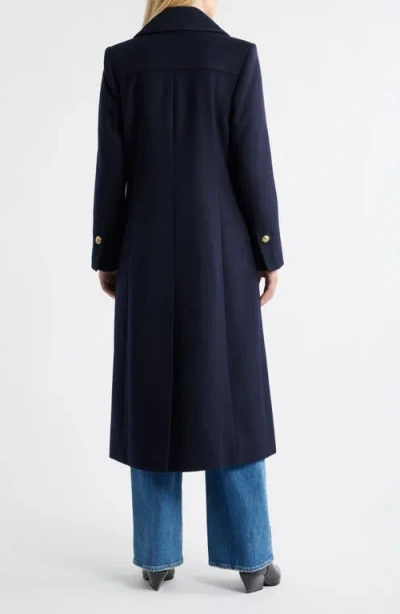 Sam Edelman Doubled Breasted Wool Blend Military Coat In Blue