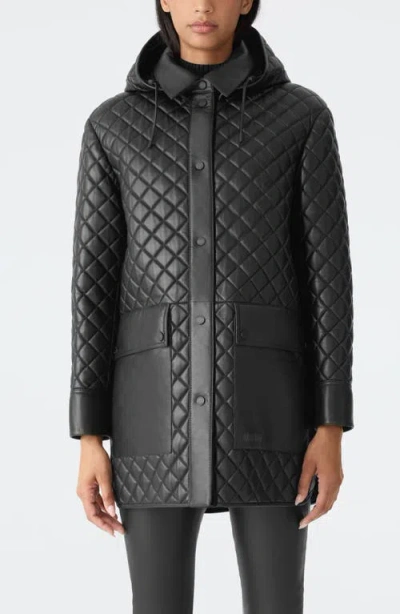 Mackage Litzy Quilted Hooded Leather Jacket In Black