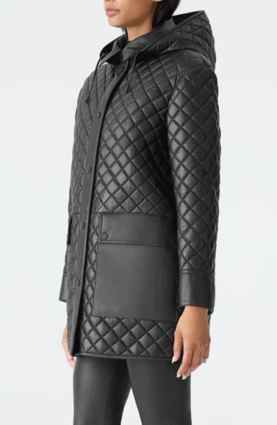 Mackage Litzy Quilted Hooded Leather Jacket In Black