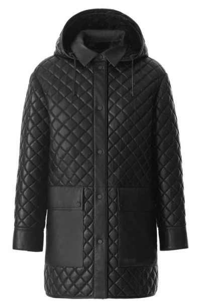 Mackage Litzy Quilted Hooded Leather Jacket In Black
