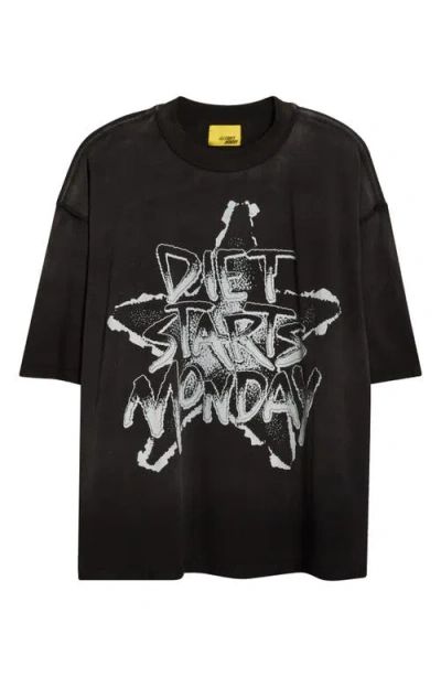 Diet Starts Monday Fading Star Cotton Graphic T-shirt In Black