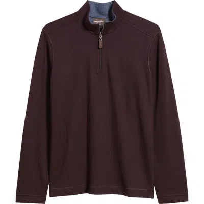 Johnston & Murphy Icon Reversible Cotton Blend Quarter Zip Pullover In Brown