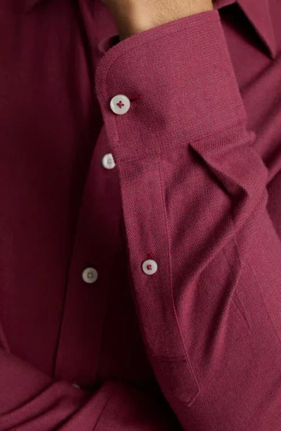 Untuckit Veneto Regular Fit Textured Wrinkle Free Cotton Button-down Shirt In Brown