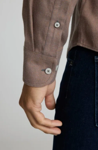 Untuckit Veneto Regular Fit Textured Wrinkle Free Cotton Button-down Shirt In Brown