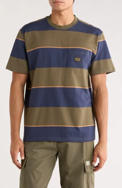 Rvca Dayshift Stripe Cotton Pocket T-shirt In Multi