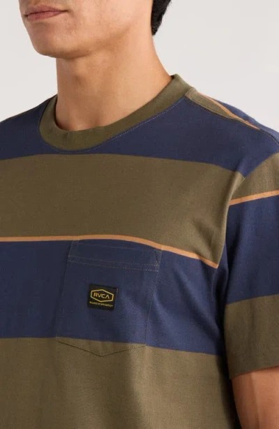 Rvca Dayshift Stripe Cotton Pocket T-shirt In Multi