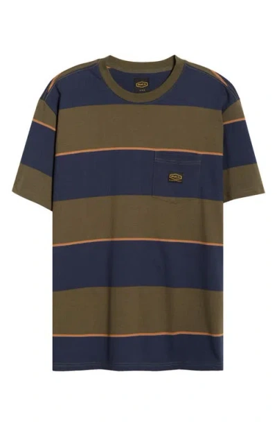 Rvca Dayshift Stripe Cotton Pocket T-shirt In Multi