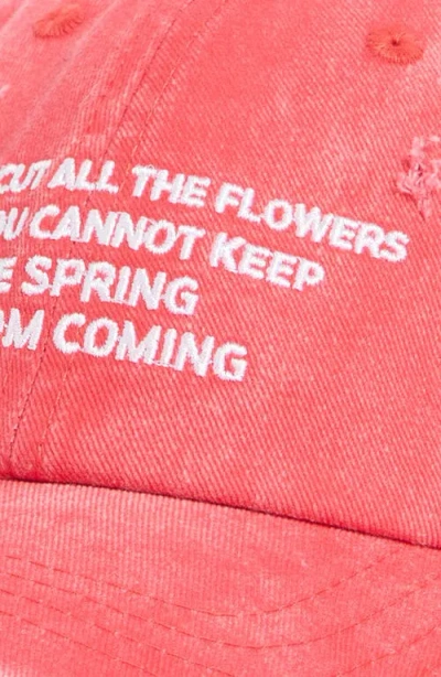 Jungles Spring Distressed Denim Adjustable Baseball Cap In Red