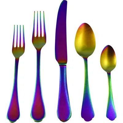 Mepra Dolce Vita Pewter Rainbow 5-piece Flatware Set In Multi