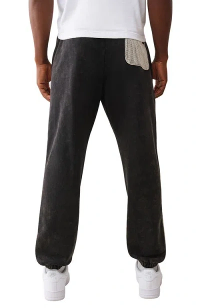True Religion Mens Jet Black Rusted Mesh-panelled Cotton-jersey Joggers In Black