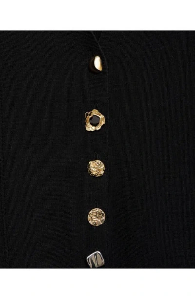 Mango Compact Knit Jacket With Statement Buttons In Black