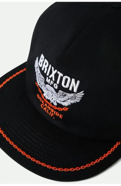 Brixton Waller Hp Snapback Baseball Cap In Black