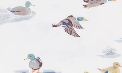 Angel Dear Migrating Mallards Convertible Zip Romper In White