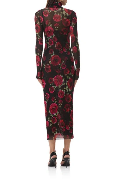 Afrm Bryony Long Sleeve Polka Dot Mesh Dress In Multi