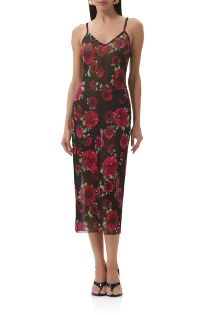 Afrm Bryony Long Sleeve Polka Dot Mesh Dress In Multi