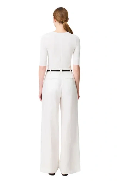 Another Tomorrow Pleated Trouser In White
