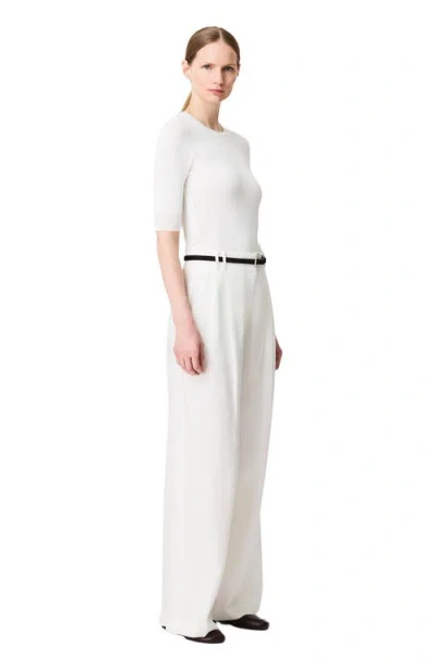 Another Tomorrow Pleated Trouser In White