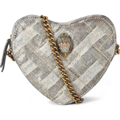 Kurt Geiger Kensington Denim Heart Shaped Crossbody In Gray