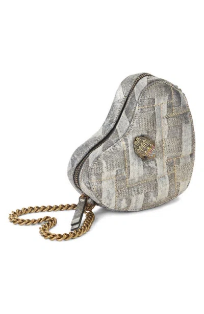 Kurt Geiger Kensington Denim Heart Shaped Crossbody In Gray