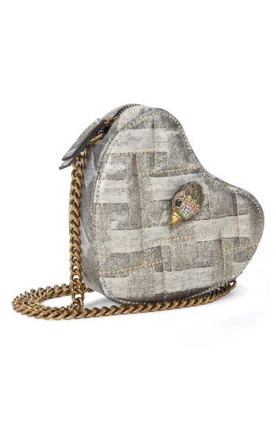 Kurt Geiger Kensington Denim Heart Shaped Crossbody In Gray
