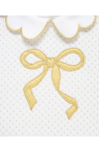 Little Me Bow Collared Top & Joggers Set In White