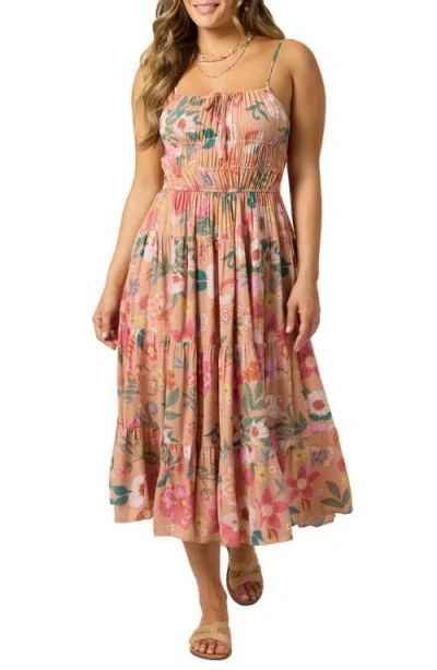 O'neill Women's Esther Camella Floral Print Midi Dress In Brown