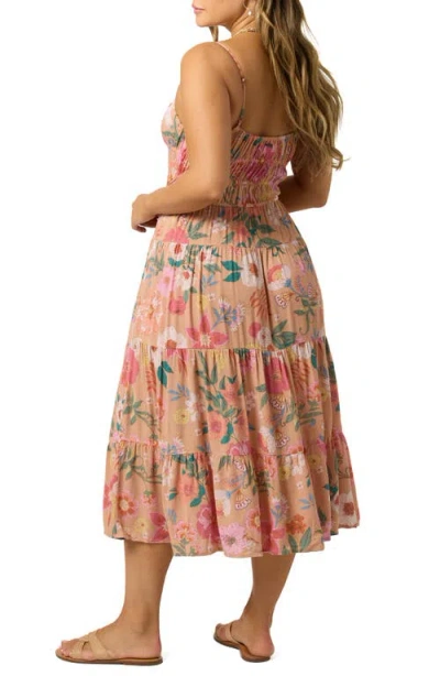 O'neill Women's Esther Camella Floral Print Midi Dress In Brown