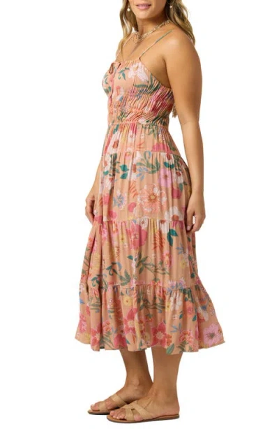 O'neill Women's Esther Camella Floral Print Midi Dress In Brown