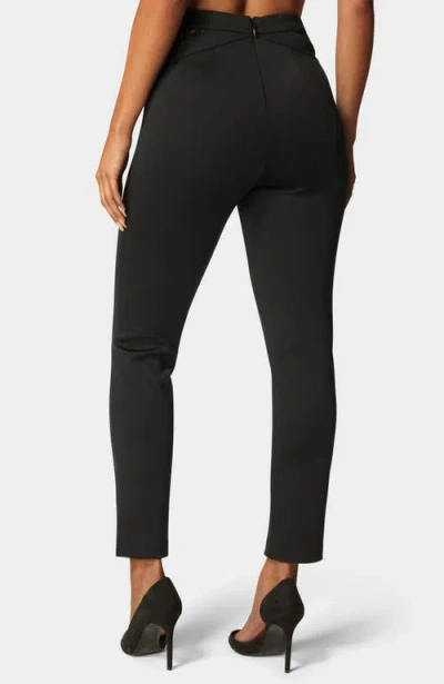 Bebe High Waist Lace Detail Slim Leg Pant In Black
