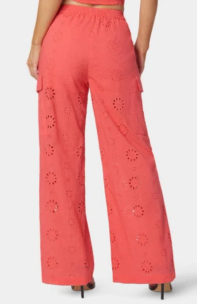 Bebe Natural Waist Palazzo Leg Cargo Pant In Pink