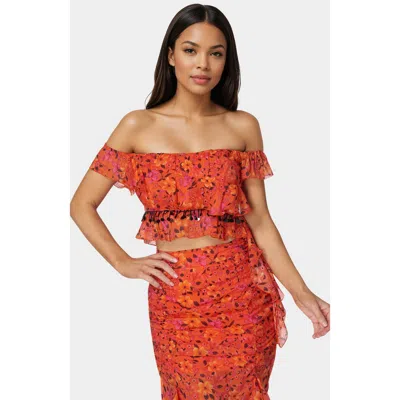 Bebe Ruffle Fringe Top In Multi