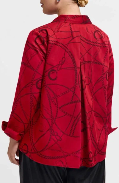Foxcroft Agnes Print Popover Top In Red