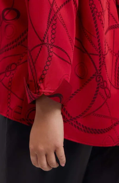 Foxcroft Agnes Print Popover Top In Red