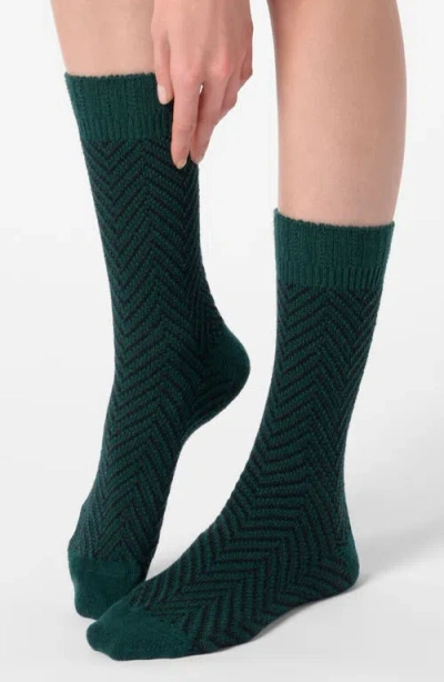 Oroblu Herringbone Crew Socks In Brown