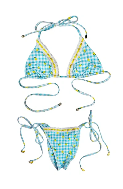 Beach Bunny Swimwear Limoncello Spritz Triangle Top In Blue