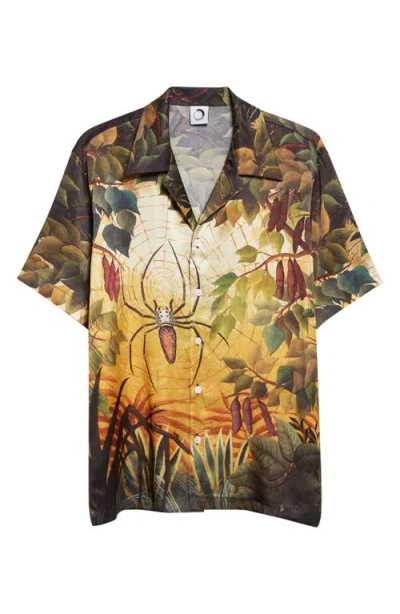 Endless Joy Spiderweb Silk Satin Camp Shirt In Multi