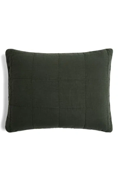 Parachute Linen Box Quilted Sham Set In Green
