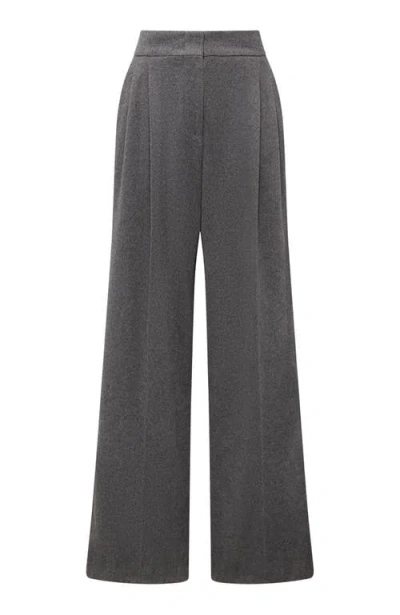 Another Tomorrow Pleated Cashmere Pants In Gray