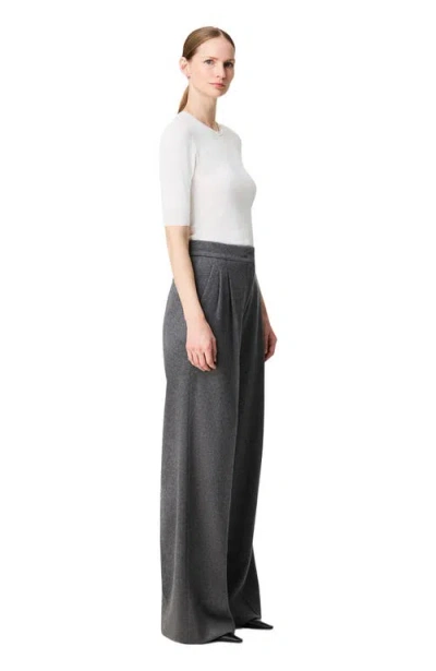 Another Tomorrow Pleated Cashmere Pants In Gray