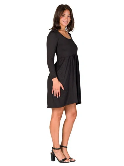 24seven Comfort Apparel Women's Long Sleeve Babydoll Knee Length Dress In Black