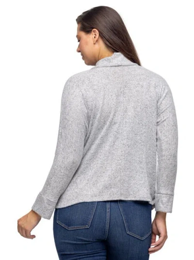 24seven Comfort Apparel Women's Single Button Front Long Sleeve Cardigan In Gray