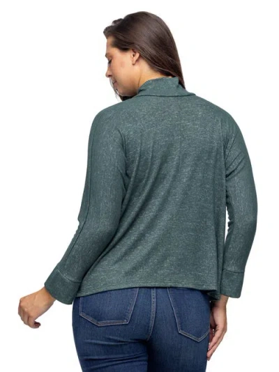 24seven Comfort Apparel Plus Size Button Front Long Sleeve Cardigan Sweater In Green