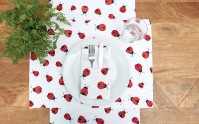 C & F Home C&f Home Ladybug Pattern Spring Table Runner 14" X 72" In White