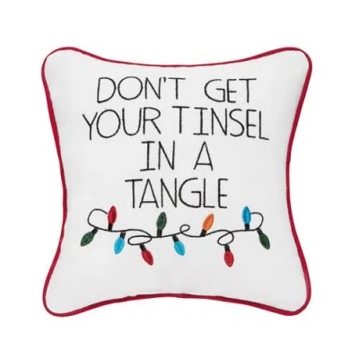 C & F Home C&f Home Tinsel In A Tangle Christmas Throw Pillow, 10" X 10" In White