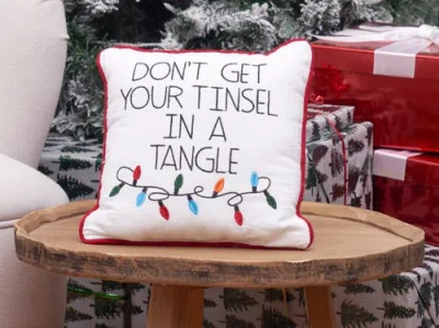 C & F Home C&f Home Tinsel In A Tangle Christmas Throw Pillow, 10" X 10" In White