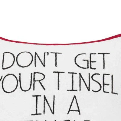 C & F Home C&f Home Tinsel In A Tangle Christmas Throw Pillow, 10" X 10" In White