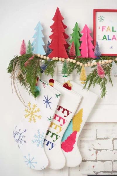 Carol & Frank Colorful Trees Stocking In Multi