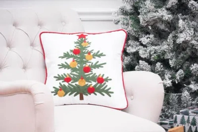 C & F Home C&f Home Christmas Tree W/ Ornaments Accent Throw Pillow, 18" X 18" In Multi