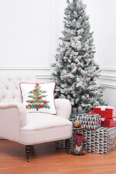C & F Home C&f Home Christmas Tree W/ Ornaments Accent Throw Pillow, 18" X 18" In Multi